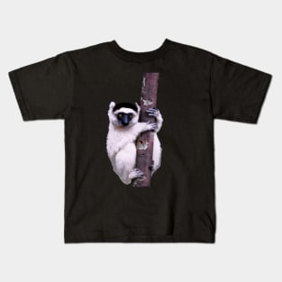 Cute Sifaka Lemur monkey clinging to a tree Kids T-Shirt